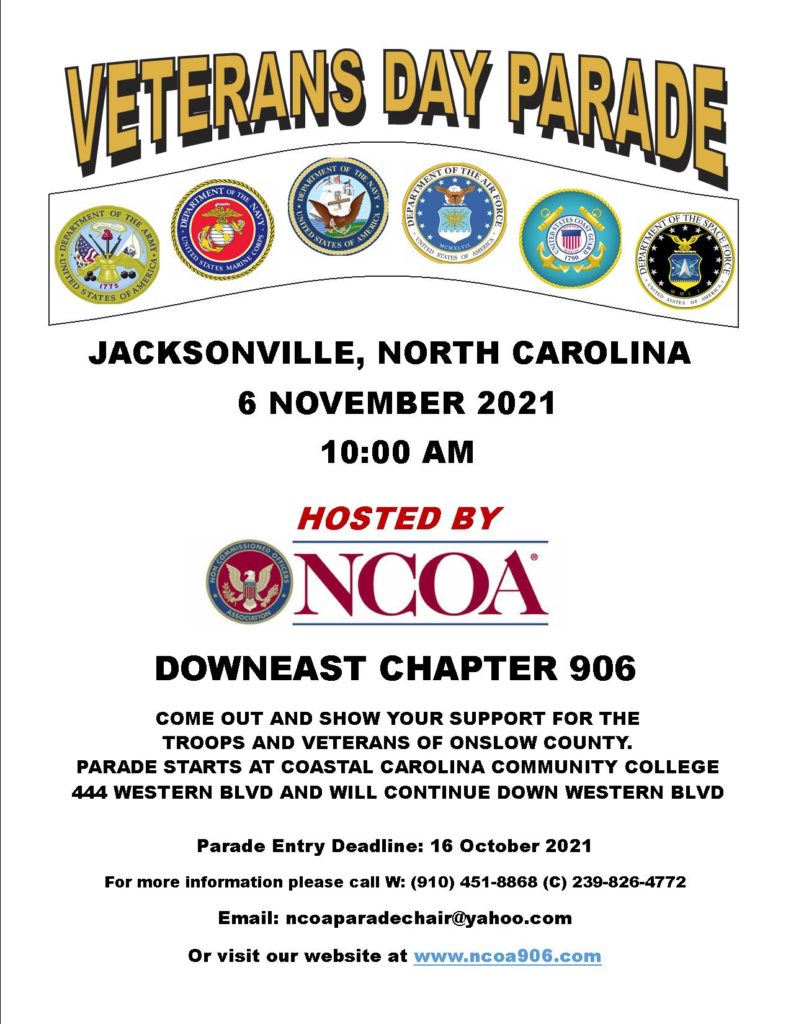 Jacksonville Veterans Day Parade NCOA Down East Chapter 906