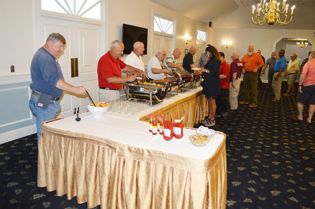 “Colonel’s Row” along with Onslow County Sherriff Hans Miller served the breakfast prepared by the MCCS staff of Paradise Point Officer’s Club. The Regiment of Retired Marines hosted the Retiree Breakfast May 7, 2022. Guests enjoyed visiting with Retirees from all branches of service and received information that affects all active duty and retired service members.